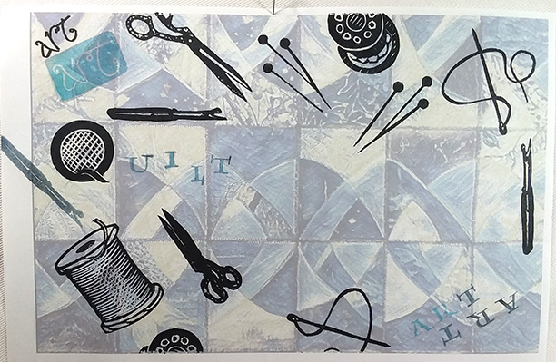 For a bit more interest I added some color to a few of the carved prints, mostly text stamps.